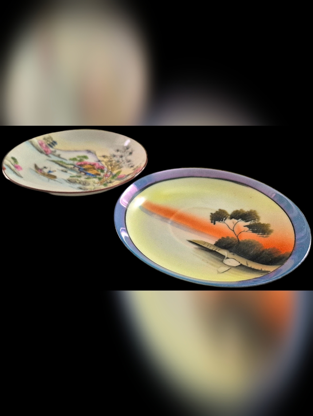 TWO Unique Vintage Hand-Painted Decorative Plate & Tea Cup Sets - Picture 7 of 7